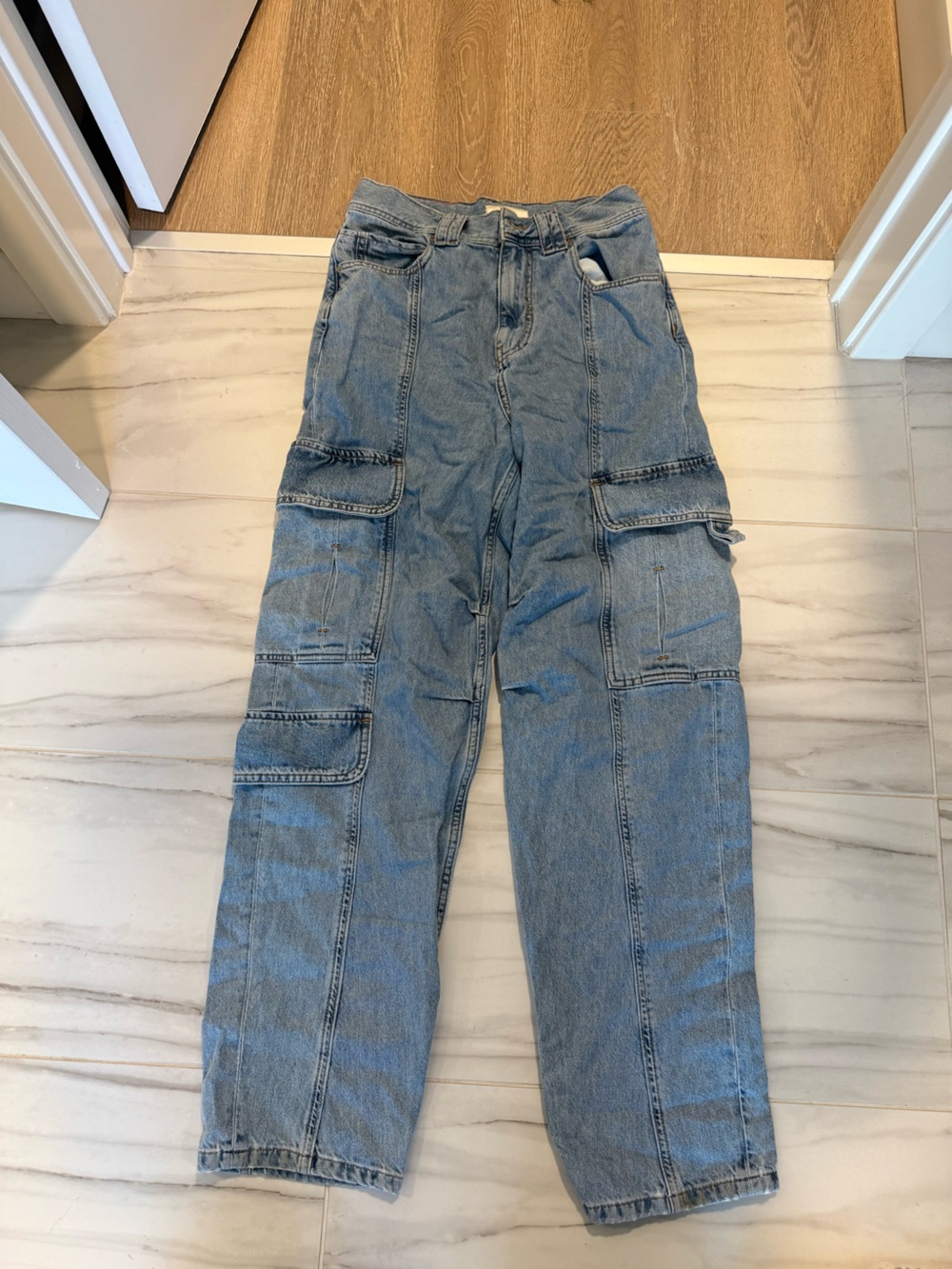 River Island Light Blue Cargo Jeans